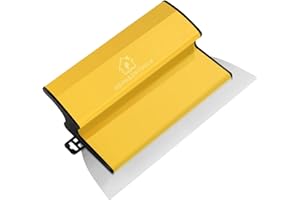 Hephaestools 10IN Skimming Blade, Drywall Smooth Finish Tool for Drywall/Plaster/Wallboard, Replaceable 0.35mm Precision European Stainless Steel Blade Insert, Engonomic Design Plastic Body, Yellow