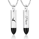 Yinplsmemory Cremation Jewelry for Ashes Locket Deer Bullet Pendant Urn Necklace for Ashes Keepsake Memorial Jewelry for Ashes for Dad Papa