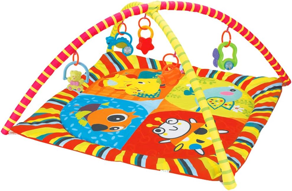 ZGWJ Activity Gym Play Mat with Multi Animals and Cute Toys for Kids, Boys and Girls, Square