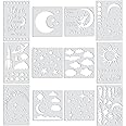 12 Pieces Moon and Star Stencil Clouds Stencil Reusable Star Template Planet Plastic Stencil Template Star for Painting on Wood Wall Notebook Card DIY Drawing Painting Craft Project