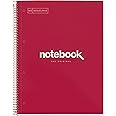 Miquelrius - A4 Notebook Emotions, 80 Sheets 90 g/m², Horizontal Ruled 7 mm, 1 Colour Strip, Micro-Perforated Spiral, Lined Notebook, Extra Rigid Cover, 4 Drills, Red