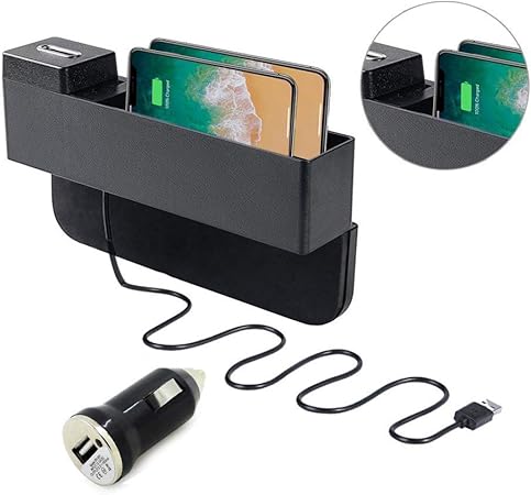 Amazon 車用収納ポケット Colin Usb充電機能 車用小物入れ 飲み物収納 隙間ポケット 運転席 助手席兼用 小物収納ミニポケット 車内用品 落下防止 散らかった車内の小物をしっかり収納 シートサイド収納 黒 ポケット ケース カバー 車 バイク