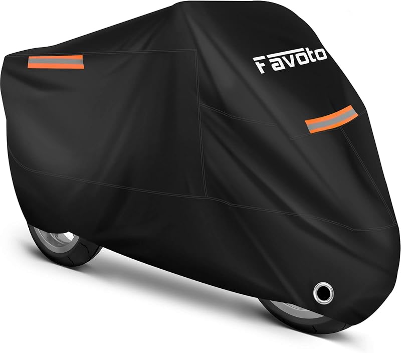 Favoto Motorcycle Cover 210T Oxford Waterproof UV Anti-Scratch Reflective