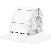 YEGAWEN Round Transparent Thermal Label Stickers- 1.5 Inch, Round Clear Self-Adhesive Direct Thermal Labels, Perforation Line Design& Waterproof- 350 Sheets