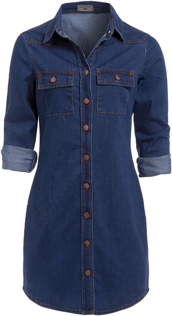 SS7 New Vintage Denim Blue Shirt Dress Sizes 6-16