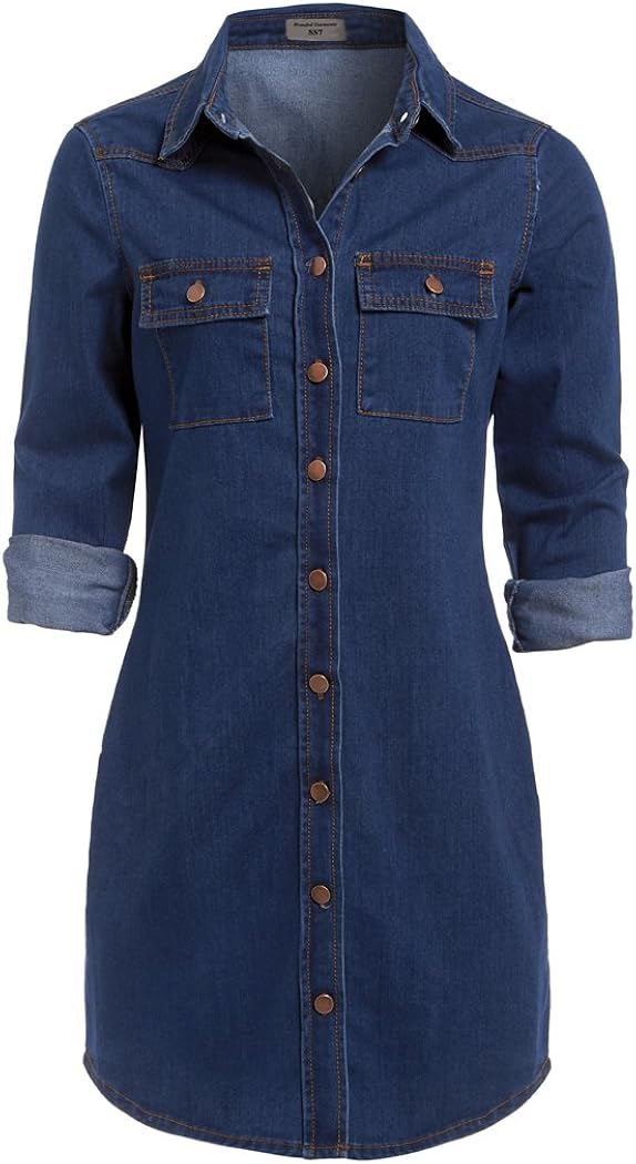 SS7 New Vintage Denim Blue Shirt Dress Sizes 616 Amazon.co.uk Clothing