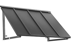 Awntech 3' Houstonian (44"-24"-24") Standing Seam Metal Fixed Awning, Pewter