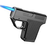 Zxwjddm Portable Pocket Direct Flame Lighter (with Storage Box) Inflatable Windproof Jet Flame Lighter with Safety Lock; Portable Gift for Men(Black)