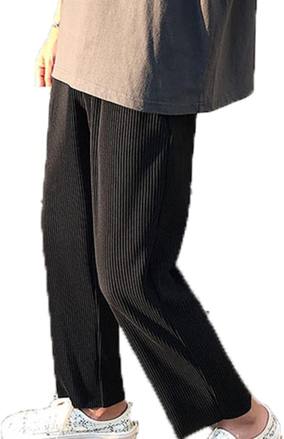 Generic2 Men's Lounge Pants Pleated Straight Bottoms Solid Color