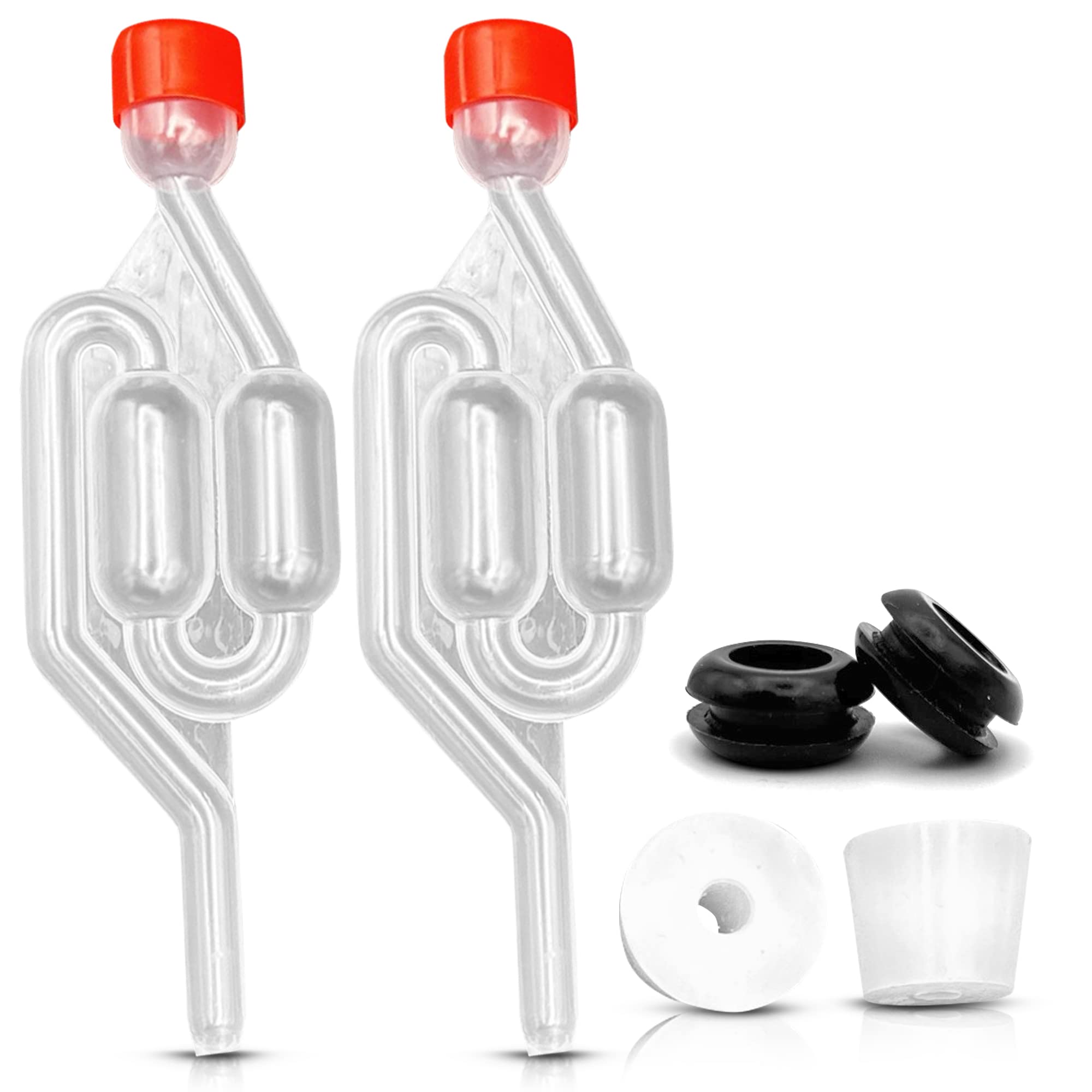 Brewing Mate 2 x Demijohn Airlock and Bung Set, Bubbler Air Lock for Home Brewing, Essential Equipment for Wine Making and Cider Making