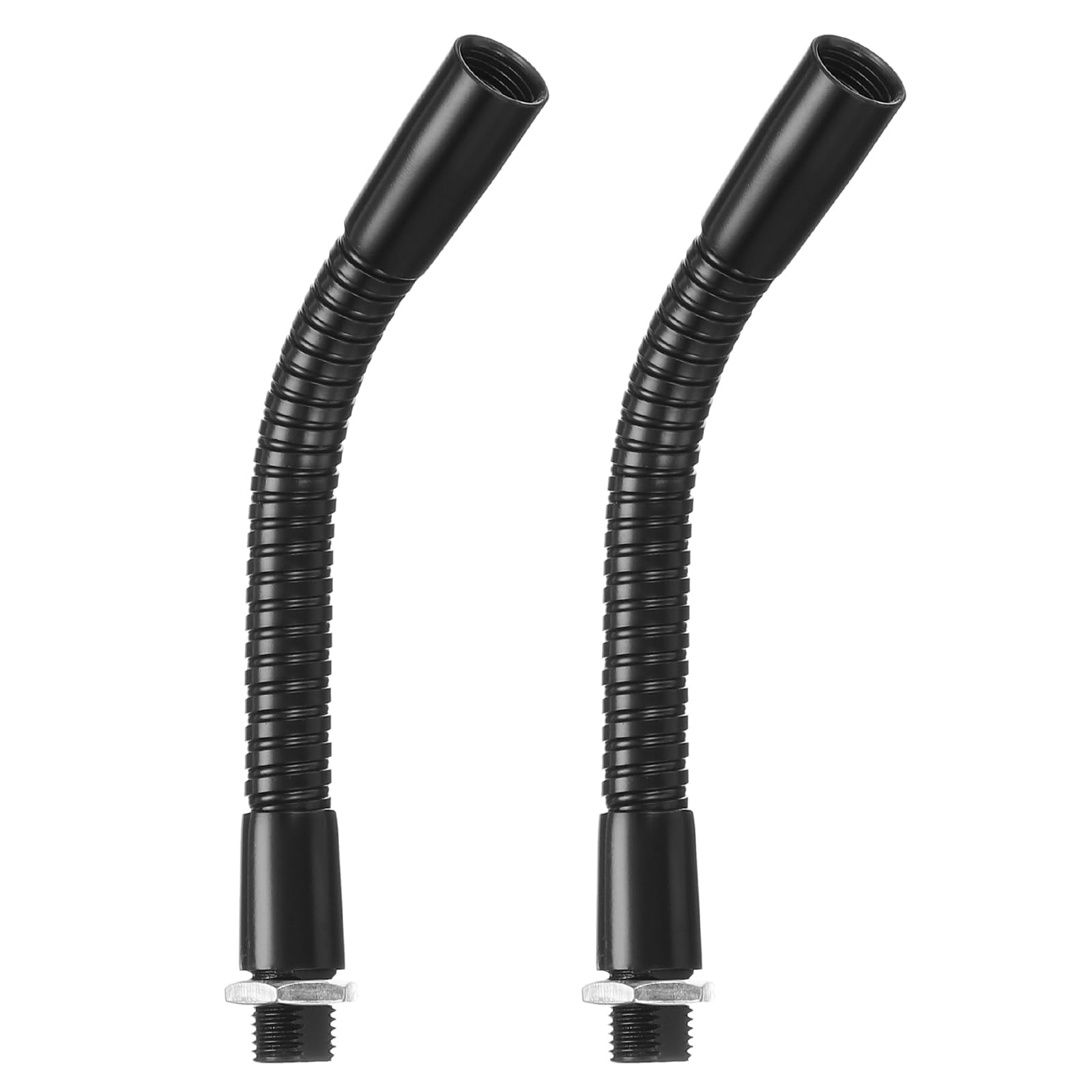 PATIKIL 4.7" Universal Gooseneck Hose, 2 Pcs M10 Fine Thread Bendable Metal Hose Flexible Arm Tube Extension for Lamp, DIY Equipment, Black