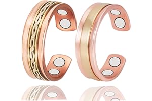 EnerMagiX Copper Rings for Women, 99.9% Set Solid Copper Adjustable Magnetic Ring, Fashion Jewelry Present (0169 0948)