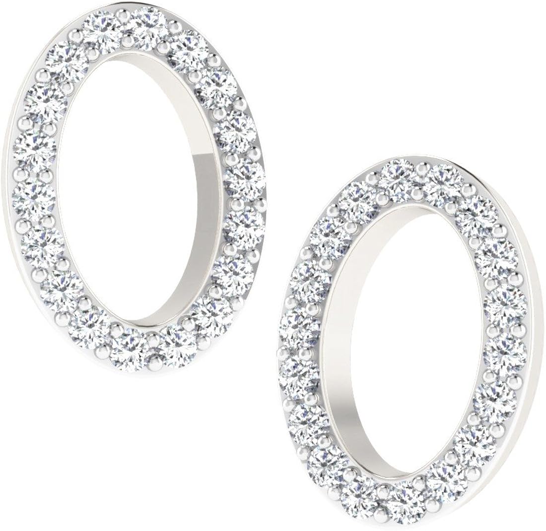 0.18 Ct Real Diamond Oval Shaped Earring in Gold for women Amazon.co