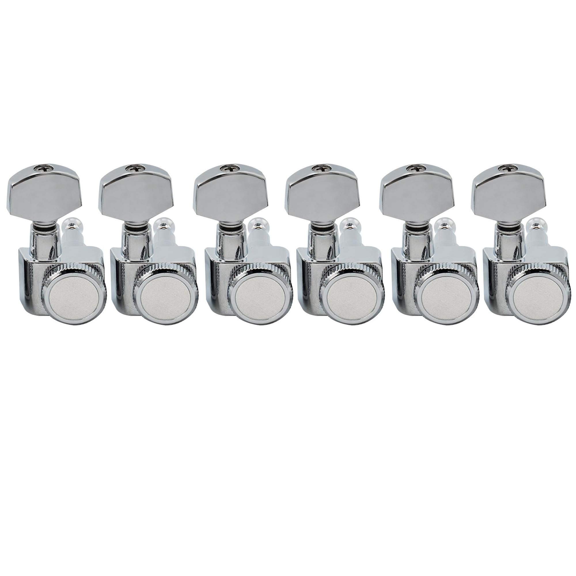 Musiclily Pro 6 inline 2-pins Guitar Locking Tuners Machine Heads Tuning Pegs Keys Set for Fender Strat Tele Style Electric Guitar, Chrome