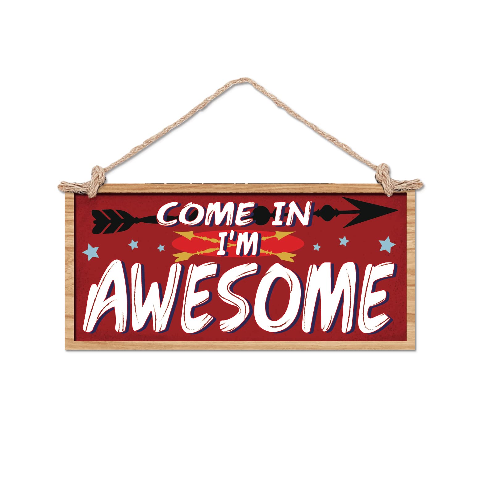 NBEADS Wooden Awesome Wall Sign, Positive Wooden Hanging Sign Come In Door Hanging Sign Inspirational Wood Hanging Plaque Sign for Man Cave Garage Bedroom Office Decor Gift, 15.75"×7.48"