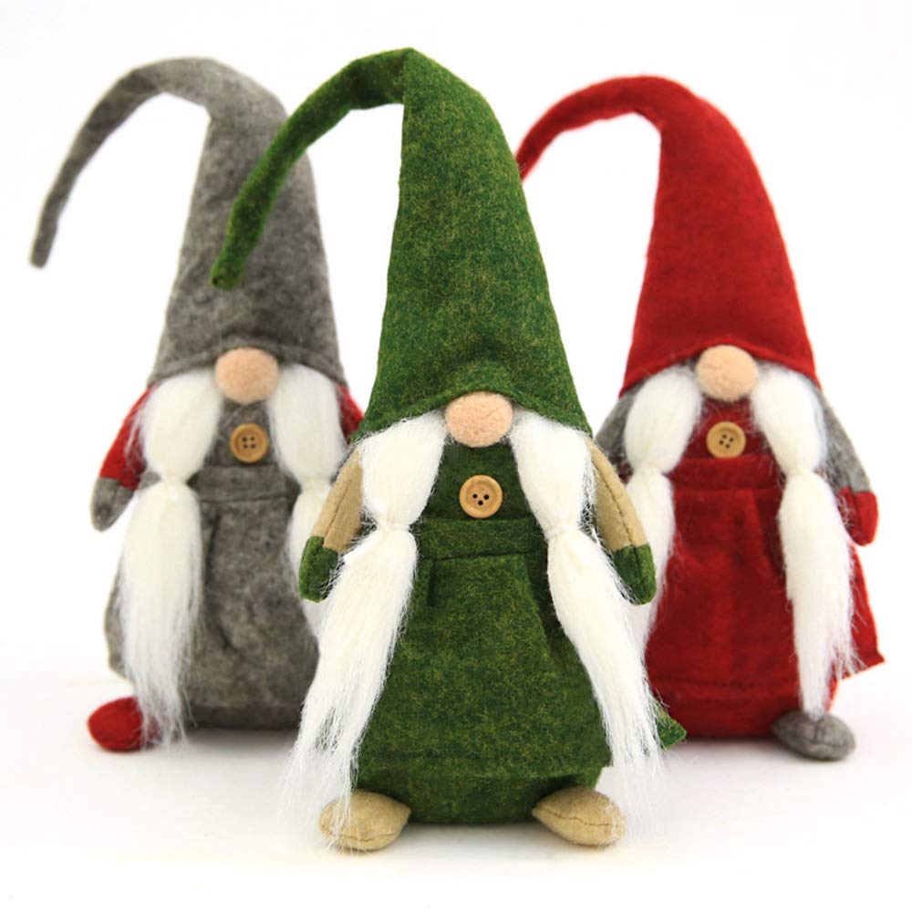 Hilif Christmas Gnomes Plush Knitted Santa Doll, Handmade Xmas Gonk Dwarf Elf Figurines Tabletop Decoration,Household Home Faceless Dolls Gifts Ornaments,Holiday Table Fireplace Decorations (D)