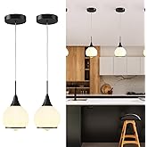 HAHZT Pendant Light Fixtures Kitchen: 2 Pack Modern Black Island Light with Clear Glass - 6 Inch Mid Century Globe Kitchen Li
