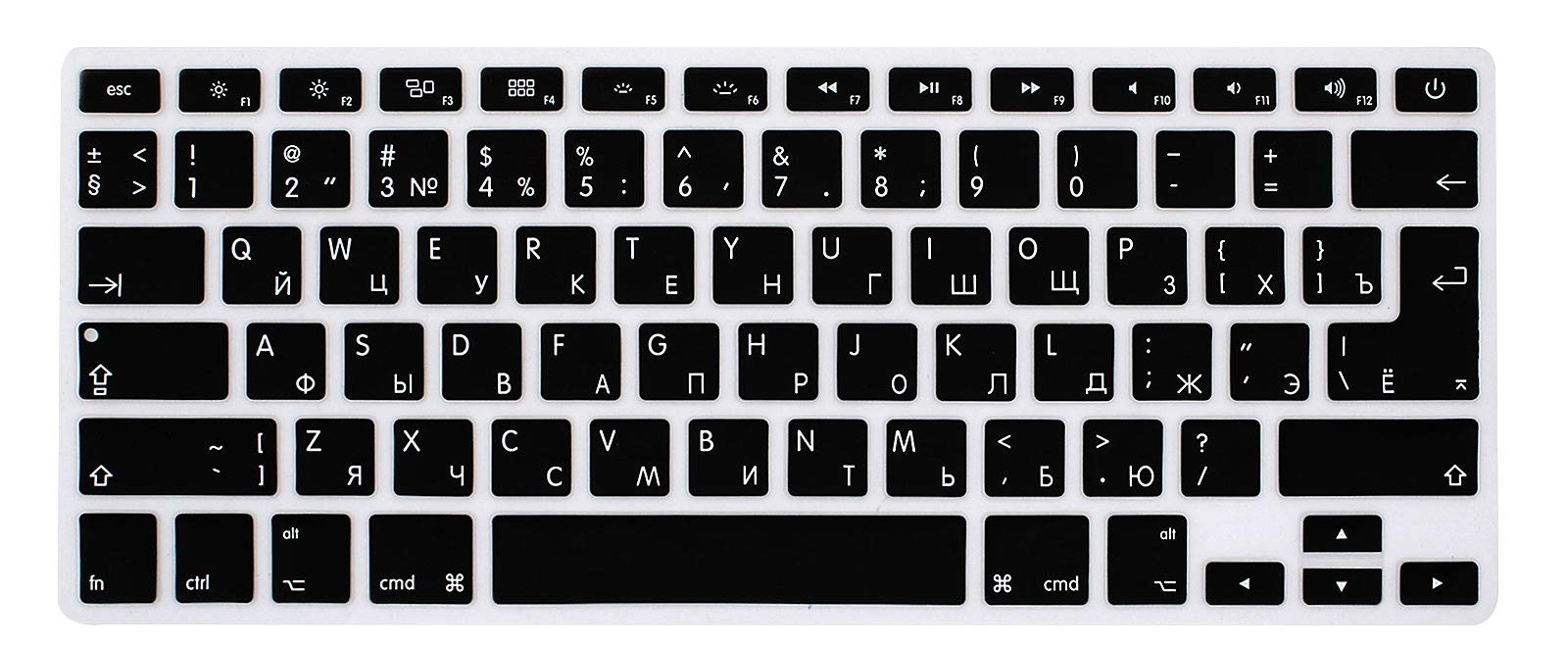 MMDW Russian Language Silicone Keyboard Cover for MacBook Pro 13" 15" 17" (with or w/out Retina Display) Silicone Skin for MacBook Old Air 13",USA and European Version-Russian/English Cyrillic