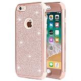 iPhone 6s Case, iPhone 6 Case, Anuck 3 in 1 Hybrid Shockproof Protective Case for Girls [Cute Bling Sparkly Glitter] Heavy Duty Armor Defender Case Cover for Apple iPhone 6/6s (4.7 inch) - Rose Gold