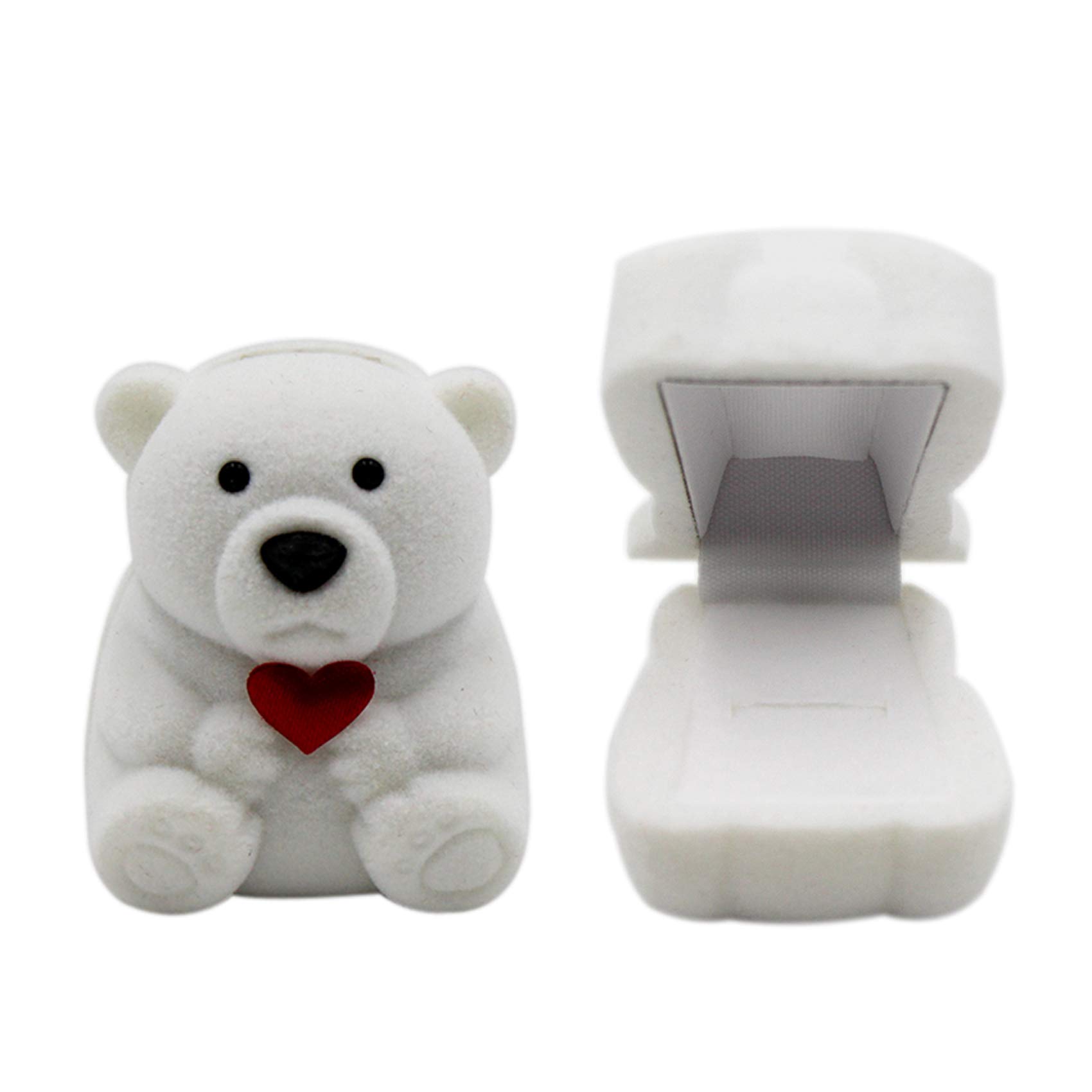 mossty Cute Little Bear Ring Box, Velvet Earring Box Jewelry Box Display Storage Case Gift Box for Proposal, Engagement, Wedding