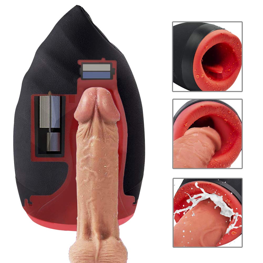 Urnight Masturbatoren Sex Men Cup Oral Sexspielzeug Heizfunktion Saugfunktion Wie Mund mit 6 Vibrationsmodi und 3 Intensitätsstufen Wasserdicht, 450 g