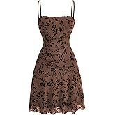Verdusa Women's Floral Wedding Guest Dresses Mesh Bodycon Mini Dress Trendy Fall Outfits