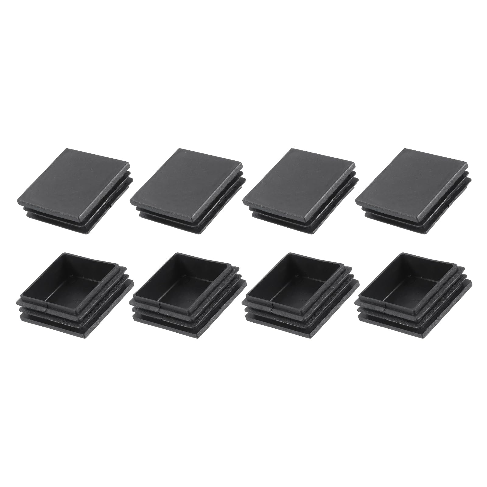 METALLIXITY Square Tube End Cap(50 x 50mm) 8Pcs, Plastic Plugs Insert End Caps Pipe Cap Cover Threaded End Blanking Caps Protector - for Square Tube Fence Furniture Table Chair Legs, Black