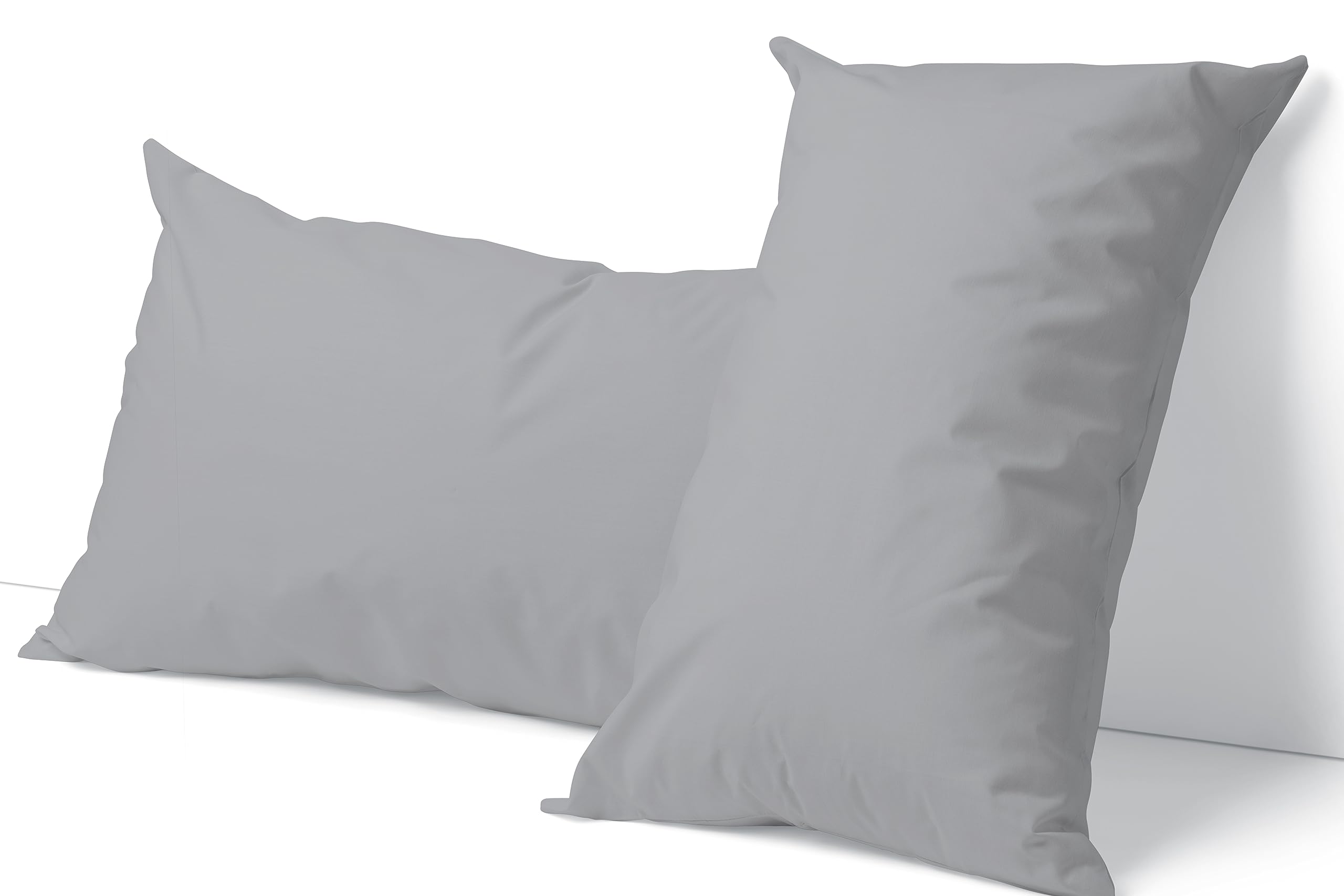 LivinEase Brushed Microfibre Pillow Cases 2 Pack (50 x 75cm) - Silver Pillowcases 2 Pack- 100 GSM Soft, Comfortable and Durable Pillow Protectors