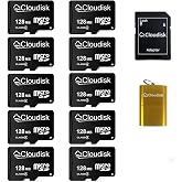 Cloudisk Pack of 10 Micro SD Card 128MB Small Capacity (Not 128GB) Memory Card C4 with Adapter, Card Reader (128MB=0.128GB)