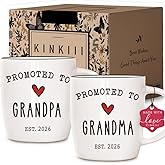 Kinkiii Promoted To Grandma And Grandpa 2026 Mug Set, Pregnancy Announcement for Grandparent Mug Set, Grandparents 2026 Gifts, Grandma And Grandpa Announcement Ceramic Mugs 13Oz