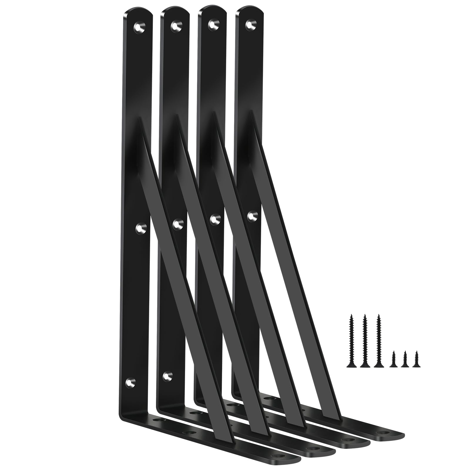 Photo 1 of 6 Pack L11 x H 8" Black Heavy Duty Shelf Brackets with Screws Metal Shelf Brackets Shelf Support Angle Brackets for Shelves L Brackets Heavy Duty Floating Shelf