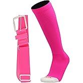 MadSportsStuff Softball or Baseball Socks and Belt Combo - Youth and Adult Sizes Boys and Girls Men and Women