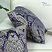 CaliTime Throw Pillow Covers Pack of 2 Supersoft Vintage Damask Floral Cushion Cases Shells for Couch Sofa Home Decor 18 X 18 Inches Navy Blue