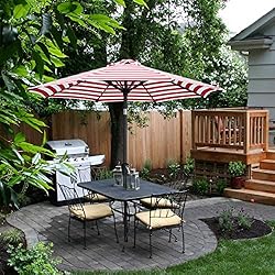 ABCCANOPY Durable Patio Umbrellas 10' Red&White