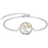 Dreamboat Sterling Silver Tree of Life Bracelet for Women 7 Chakra Bracelet Adjustable Bracelet Spiritual Tree Jewelry Gifts