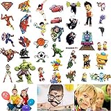 Party Favor Temporary Tattoos for Kids Boys and Girls - 300 Tattoos on 18 Sheets, Super Hero Spiderman Batman Cars Thomas etc,Best Birthday Party Supplies School Fun Gifts