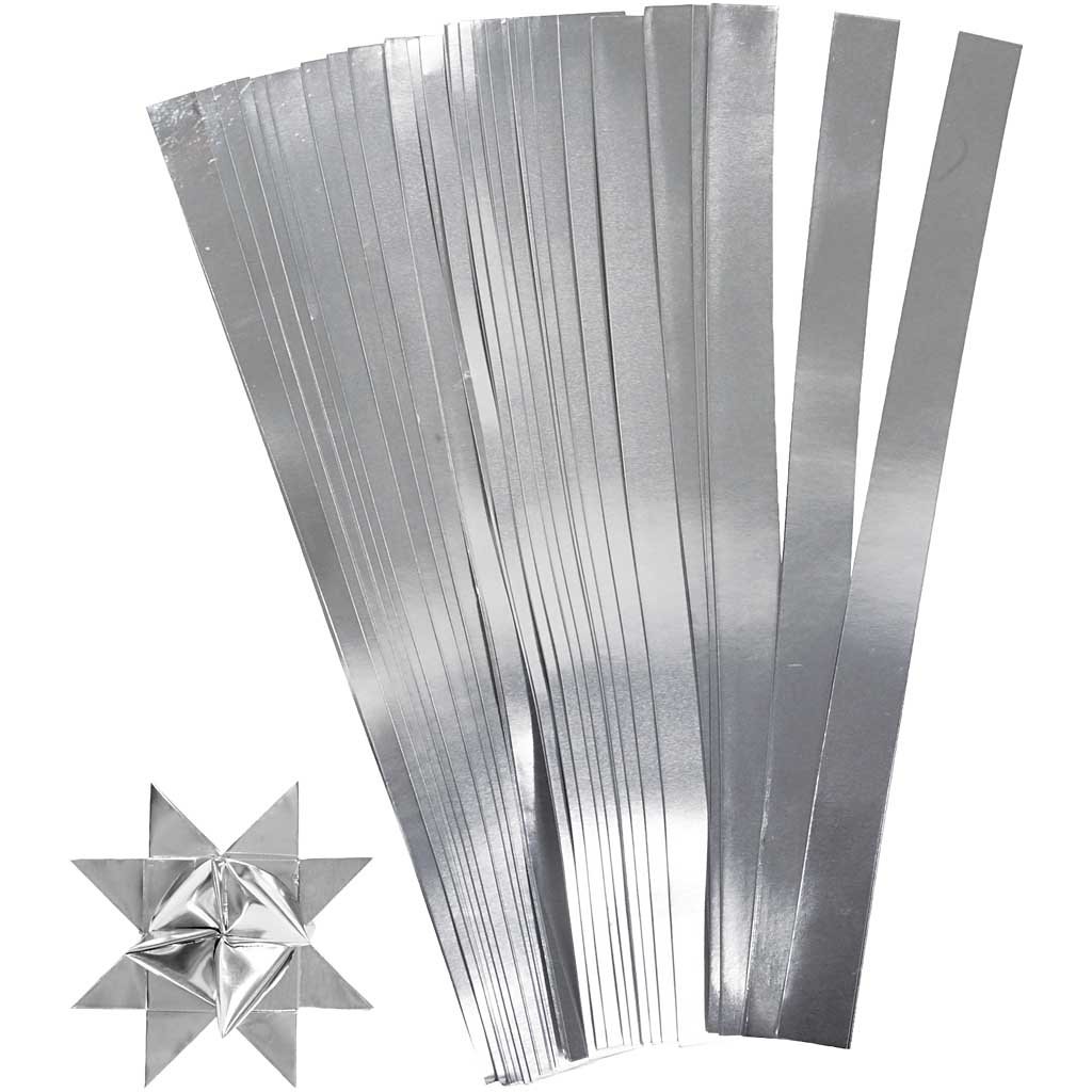 Creativ Company 20714 100-Piece Paper Star Strips, Silver
