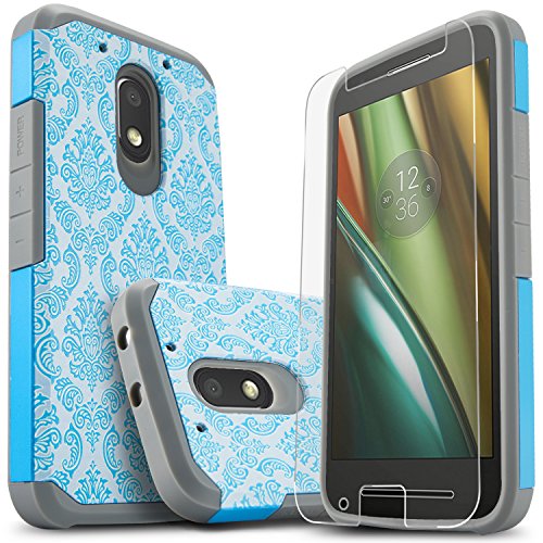 Moto G4 Play Case, Moto G Play Case (4th Gen), Starshop [Shock Absorption] Dual Layers Impact Advanced Protective Cover With [Premium HD Screen Protector Included] For Motorola Moto G4 Play(Teal Lace)
