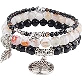 Jardme Healing Crystal Bracelets for Women, 8mm Beaded Natural Stone Stretch Chakra Bracelets Tree of Life Bracelet Jewelry Gifts for Women