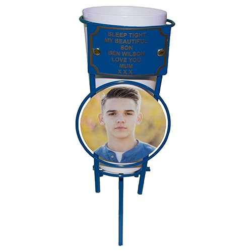 Blue Personalisable Grave Vases Memorial Vases Personalisable