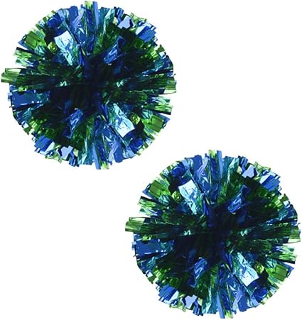 Amazon Com Kylin Express Set Of 2 Plastic Ring Pom Metallic Cheerleading Poms 100g Green Blue Sports Outdoors