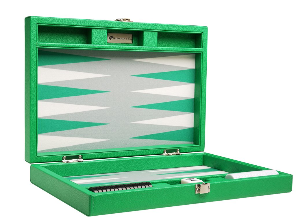 13-inch Premium Backgammon Set - Travel Size - Green Board