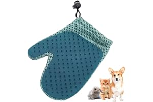 Pet Grooming Gloves Cat Brushes Gloves for Gentle Shedding, AESALUTOY 2 in 1 Cat Hair Glove & Pet Fur Remover Glove, Dog Washing Gloves for Long and Short Hair Dogs & Cats & Horses (Blue)