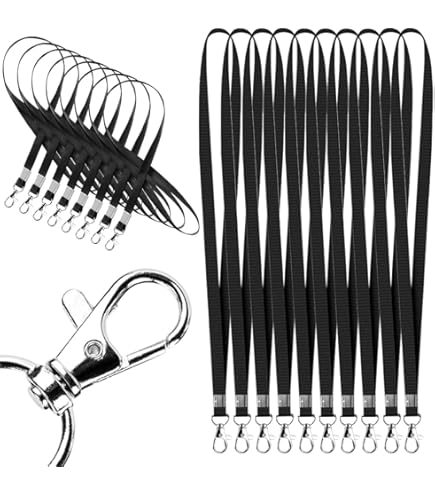 GBC BadgeMates Breakaway Lanyards With Swivel Hook - Black, 12 Pack, Safety Lanyards For ID Badges & Keys