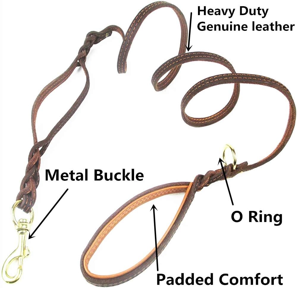 JYHY Leather Dog Leash with Double Handle - Image 4