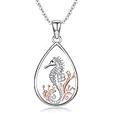 LWXIE Diamond Seahorse Necklace for Women Sterling Silver Seahorse Pendant Necklace for Birthday Mother's Day Valentine's Day