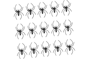 DECHOUS 50Pcs Spider Ring Props for Halloween Party Decoration Vivid Plastic Spider Rings for Haunted House