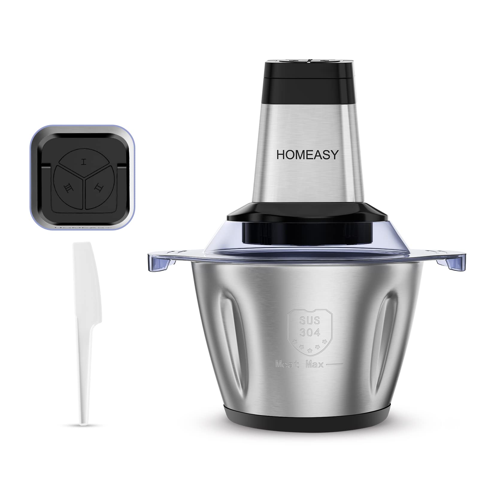 Meat Grinder Electric 2.5L, HOMEASY Food Processor Stainless Steel Meat Blender Food Chopper for Meat, Vegetables, Fruits and Nuts with 4 Large Sharp Blades, 500W