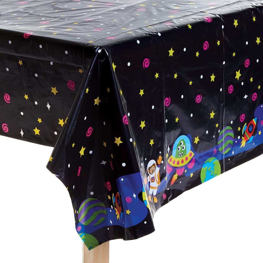 Baker Ross FX321 Solar System Party Table Cover - Pack of 1, Plastic Wipeable Table Cloth, Kids Party Table Decoration, Birthday Party Supplies