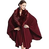 NCDIMS Womens Faux Fur Wraps and Shawls for Evening Dresses Formal Bridal Dressy Cape Warm Fall Winter Wedding Party Cloaks